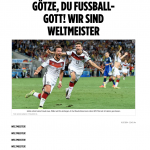 Nach dem 1:0 im WM FInale gegen Argentinien jubelt Mario Götze. Thomas Müller verfolgt ihn jubelnd